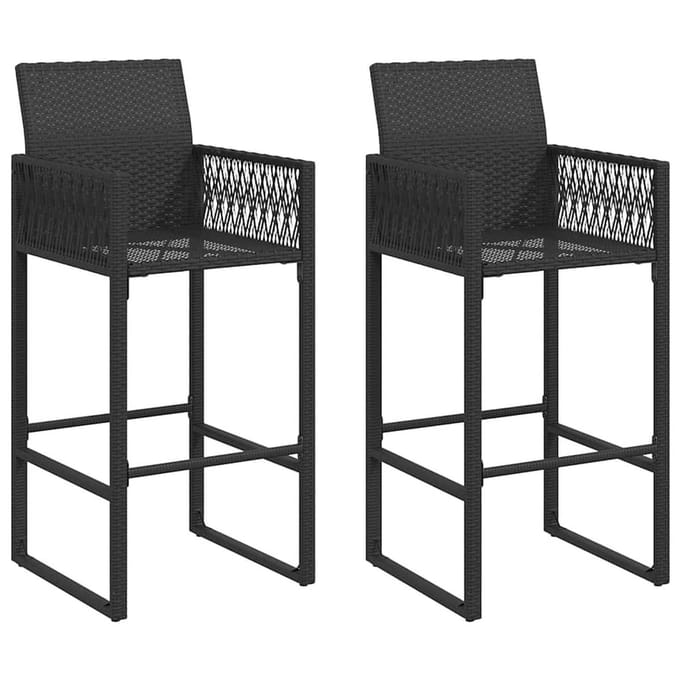 vidaXL - Tuinbarkrukken - 2 - st - poly - rattan - zwart
