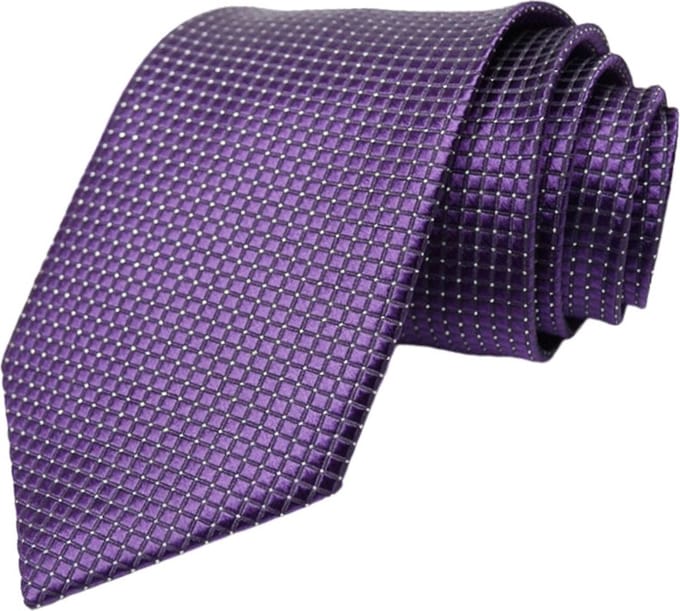 Fako Fashion - Stropdas - Ruit - Satijn - 8cm - 145cm - Donkerpaars