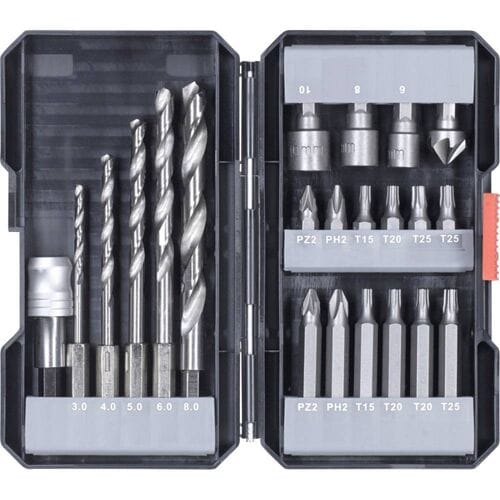 kwb 108805 Boor- en bitassortiment 22-delig Metaal 3 mm, 4 mm, 5 mm, 6 mm, 8 mm
