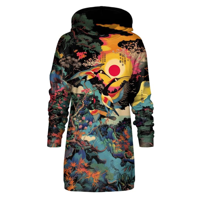 "Japanese Heron" Oversize hoodiejurk