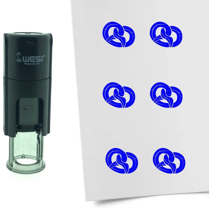 CombiCraft Stempel Pretzel 10mm rond - blauwe inkt
