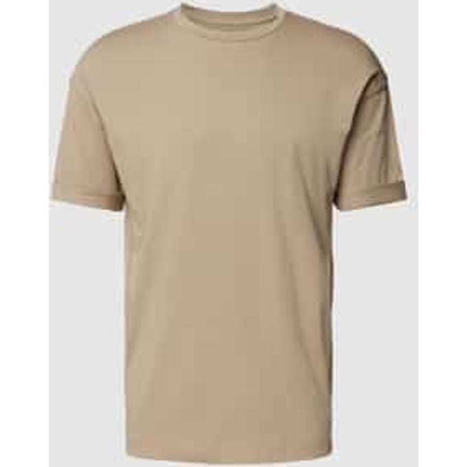 T-shirt met geribde ronde hals, model 'THILO'