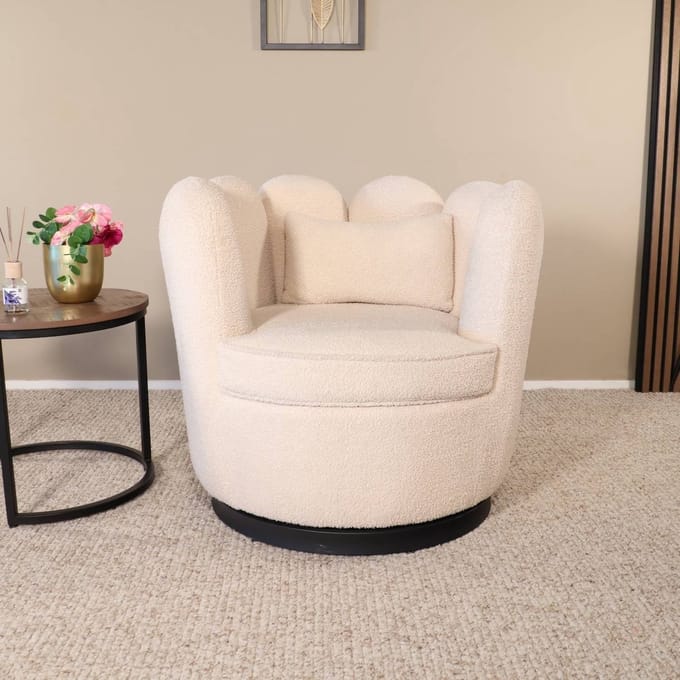 Fauteuil Daphne teddy beige draaibare fauteuil