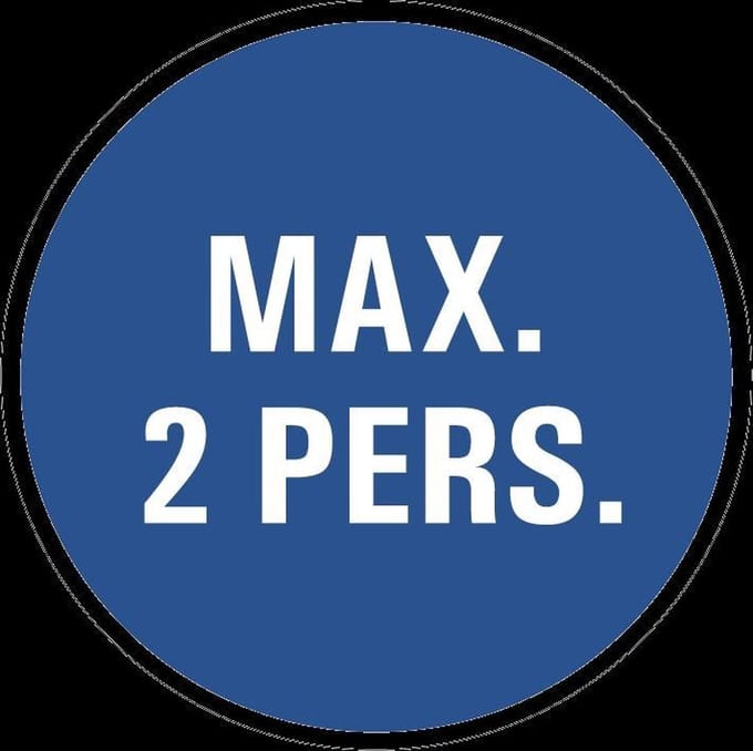 Maximaal 2 personen bord - kunststof 100 mm
