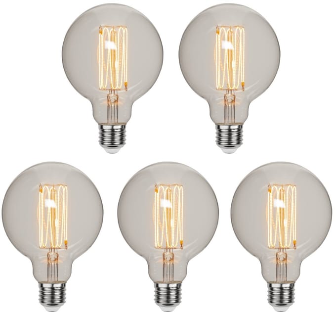 5-Pack Star Trading G95 Globelamp - E27 - 3.8W - Dimbaar - Super Warm Wit - 1800K