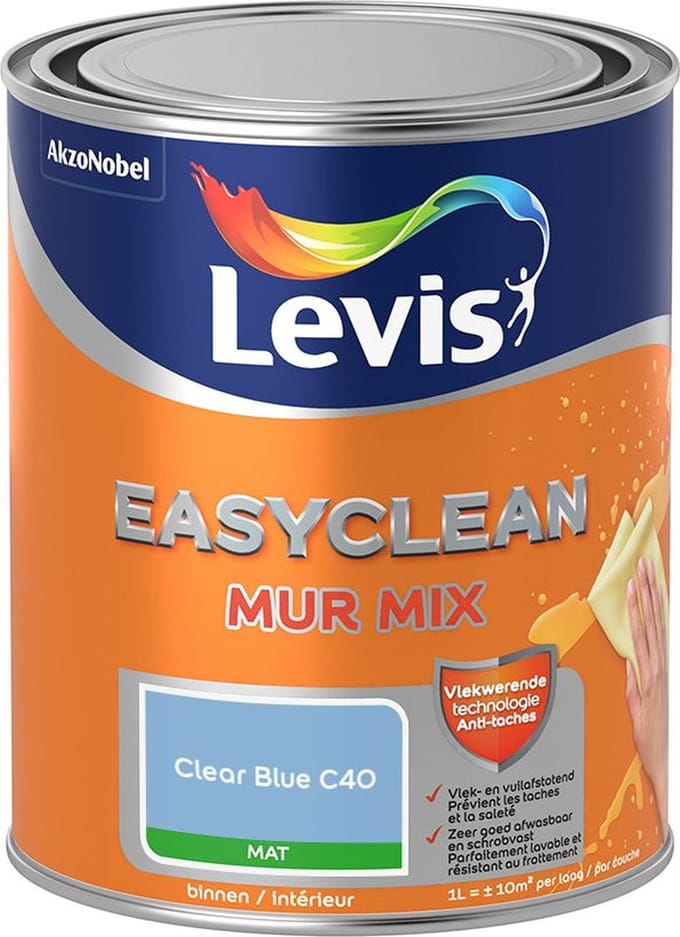 Levis - Easyclean Mur Mat Mix - Clear Blue C40 - Mengverf - 1 L