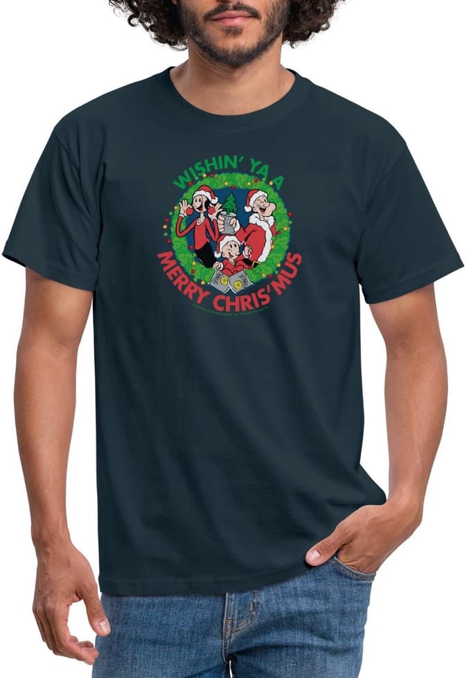 Popeye Wishin' Ya A Merry Christmas T-Shirt Heren