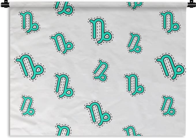 Wandkleed - Wanddoek - Steenbok - Design - Astrologie - 60x45 cm - Wandtapijt