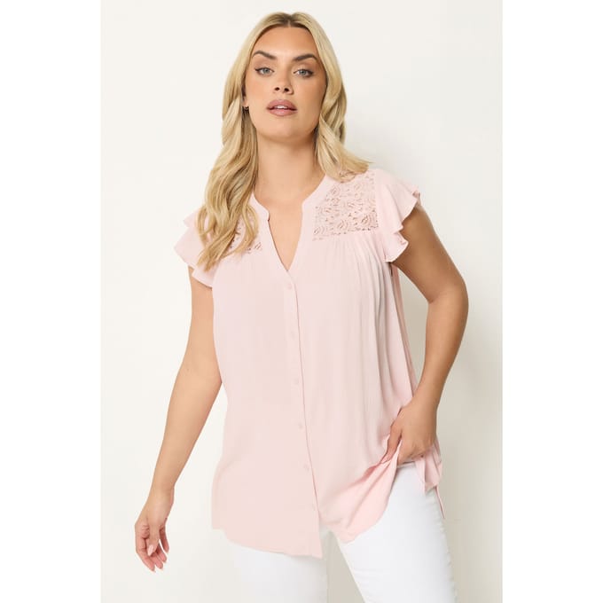 Yours Yours Roze Blouse Met Kanten Details Size 50-52