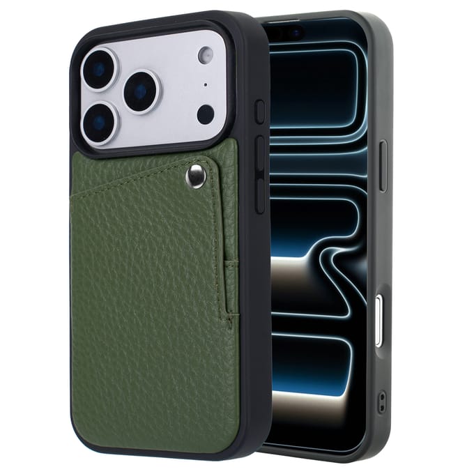 Selencia Hoesje - Geschikt voor Apple iPhone 17 Pro Max - Backcover met Pashouder - Sage Green
