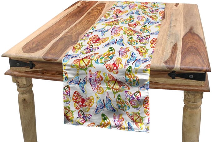ABAKUHAUS Tafelloper met vlinders – veelkleurig, 40x180 cm, polyester