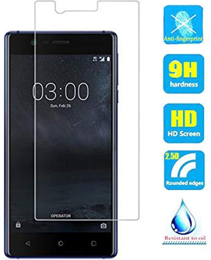 2 Stuks Screenprotector Tempered Glass Glazen Gehard Screen Protector 2.5D 9H (0.3mm) - Geschikt Voor: Nokia 3