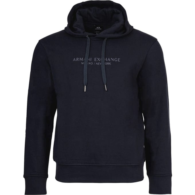Printed Hooded Cotton Sweatshirt with Long Sleeves - Blue