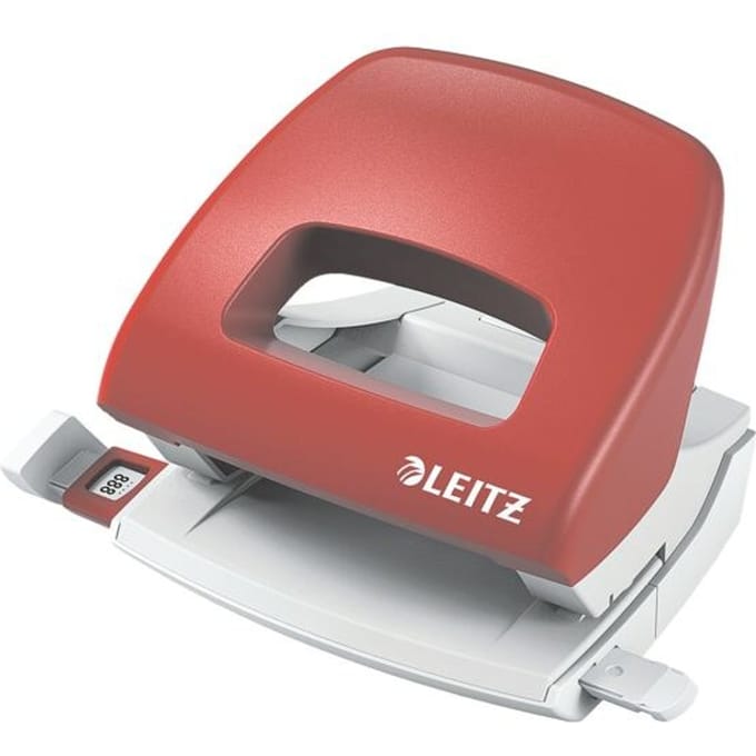Leitz NeXXt Kleine Bureau Perforator - Perforeert Tot 16 Vel - Voor Mappen En Ringbanden - Rood
