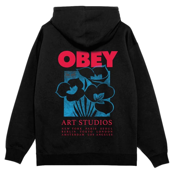 fenol Obey kunst studio bloemen fleece - zwart