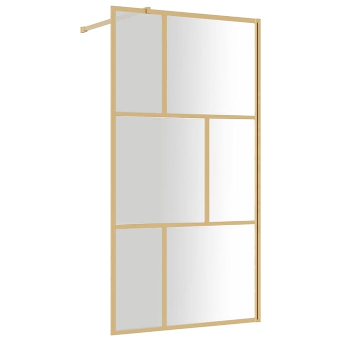 vidaXL - Inloopdouchewand - transparant - 115x195 - cm - ESG-glas - goudkleurig