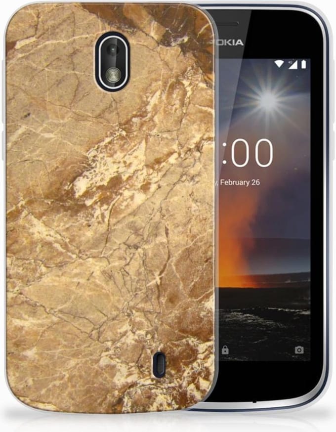 Nokia 1 TPU Siliconen Hoesje Marmer Creme