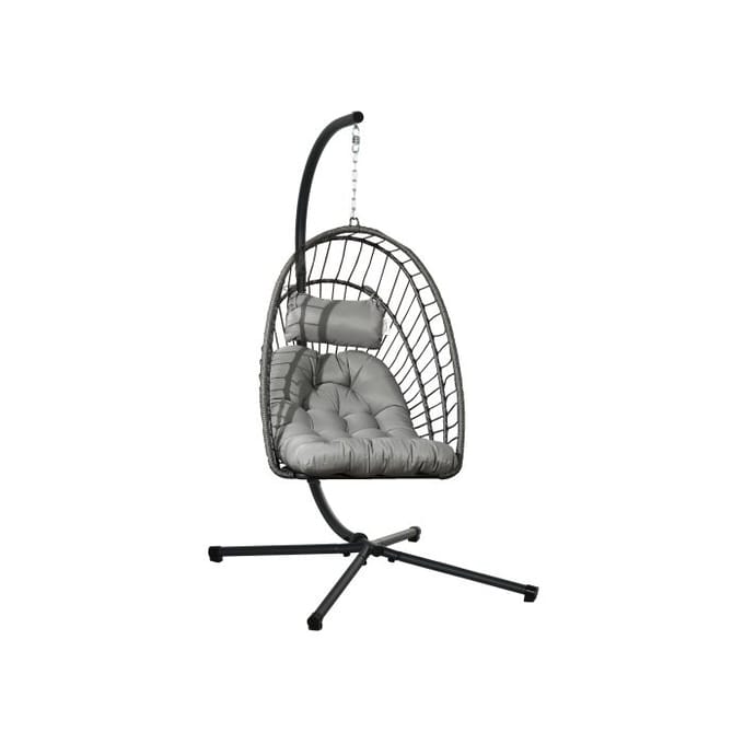 Hangstoel - MUVOE - Lichtgrijs - 194 cm - Draagvermogen 100 kg - Comfortabel en opvouwbaar grijs