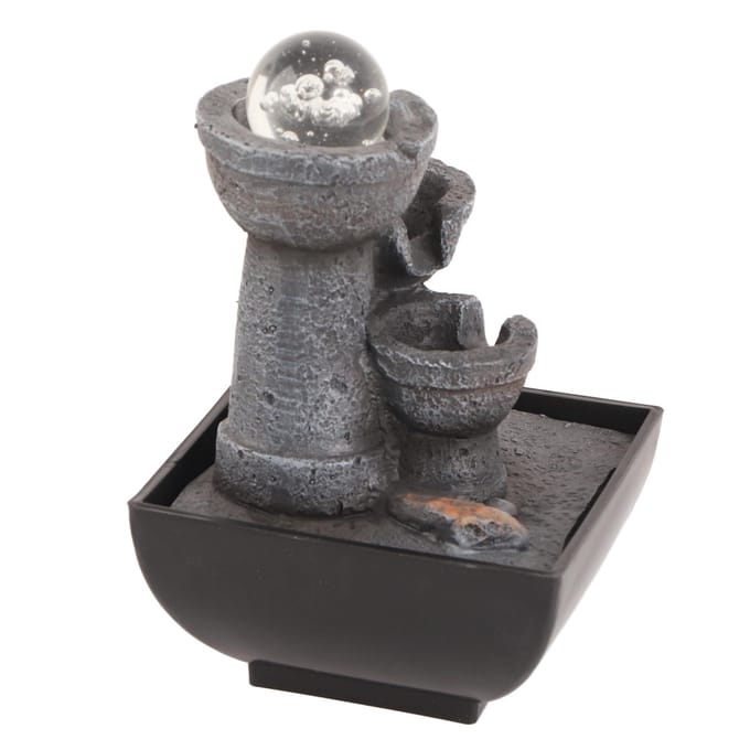 LED Verlichte Tafelwaterval met Stromend Water en Bol voor Thuis Kantoor Feng Shui