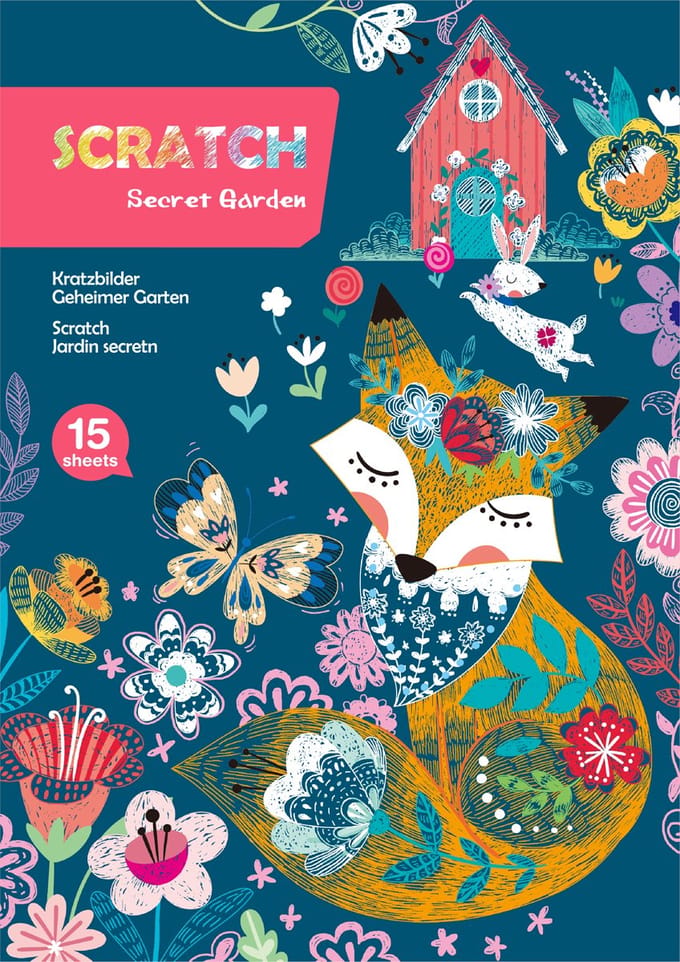 AVENIR Scratch Art Boek A4 - Geheime Tuin - 15 Pagina'S - 7 Jaar
