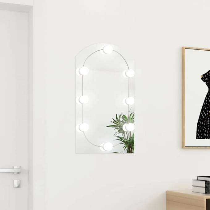 vidaXL - Spiegel - met - LED-verlichting - boog - 70x40 - cm - glas