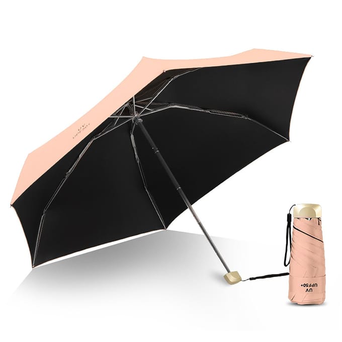 Zonne paraplu Super Licht Mini Opvouwbaar UV Bescherming Winddicht Draagbaar Dubbel Gebruik Paraplu Roze roze