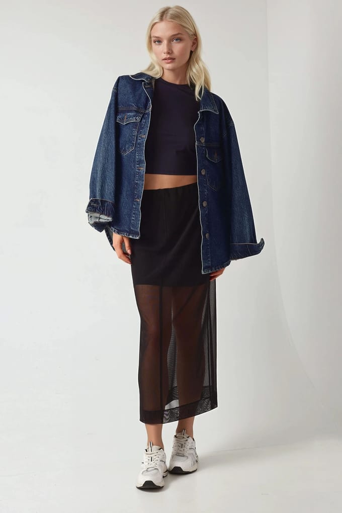 Hoge Taille Kanten Midi Rok Pika Collectie