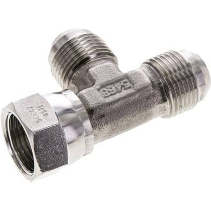 JIC T-koppeling UN 1-1/16''-12 binnendraad x buitendraad RVS 350 bar (4917.5psi)