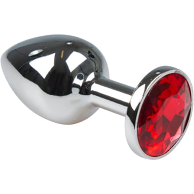 Gladde Zilveren Buttplug - Robijn