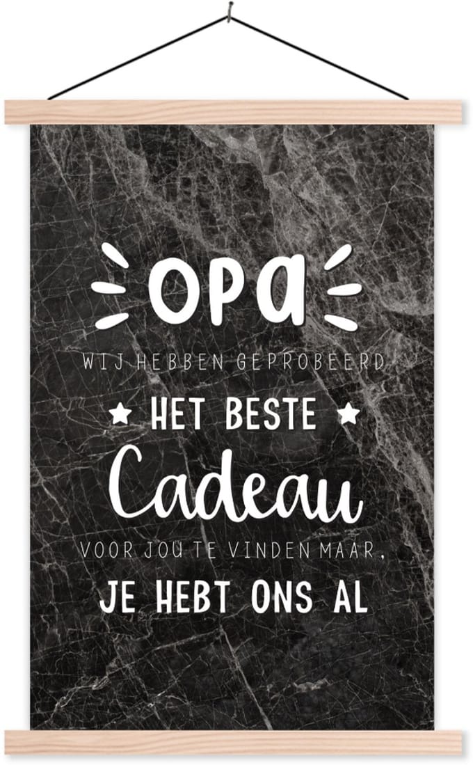 Posterhanger incl. Poster 120x180 cm - Schoolplaat - Vaderdag - Quotes - Opa - Het beste cadeau - Spreuken - Textielposter - Blanke latten - Vaderdag cadeau - Geschenk - Cadeautje voor hem - Tip - Mannen