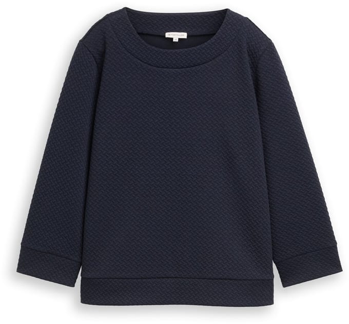 Tom Tailor - Boxy fit sweatshirt met 7/8-mouwen - Maat M - sky captain blue