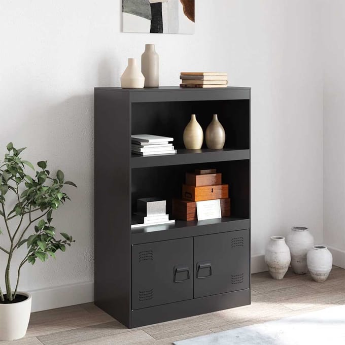 vidaXL - Dressoir - 67x39x107 - cm - staal - zwart