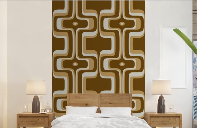 Behang - Fotobehang Retro - Design - Bruin - Breedte 190 cm x hoogte 300 cm