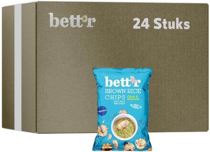 Bett'r | Brown Rice Chips | Chia & Quinoa | 24 stuks | 24 x 60g