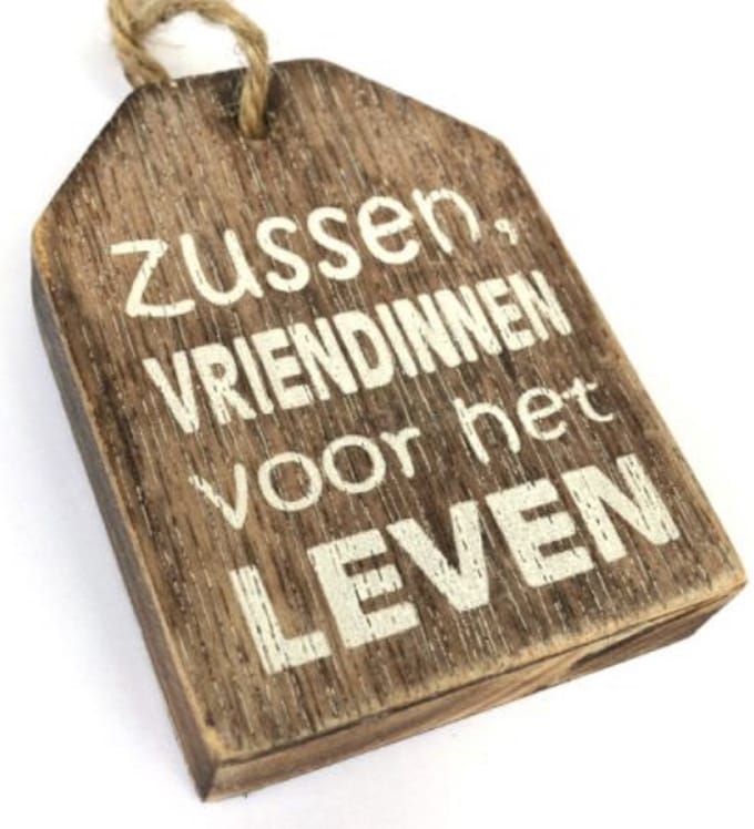Hanger / label / met de tekst; Zussen, vriendinnen voor het leven / Natural