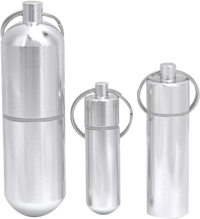3 stuks mini pillendoosje - aluminiumlegering - afdichting - tabletbox - sleutelring - outdoor - reizen - camping