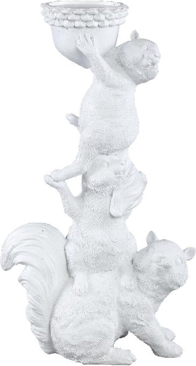 PTMD Jump Kandelaar Eekhoorn - 29 x 17 x 50 cm - Polyresin - Wit