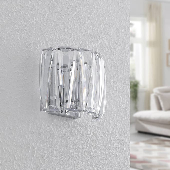 Lindby - wandlamp - 1licht - Acryl, ijzer - H: 20 cm - E14 - transparant, chroom
