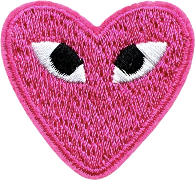 Patchy® – Hartje met oogjes - Donker roze strijk embleem