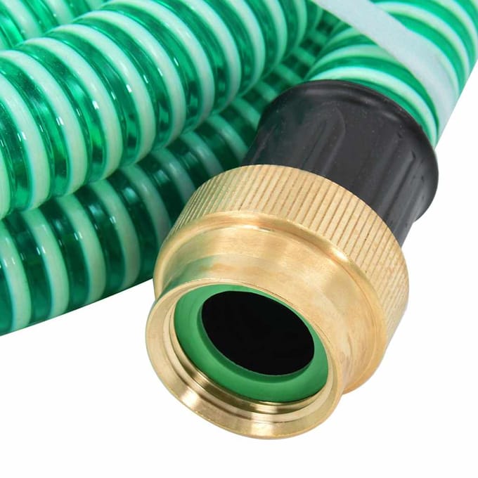 vidaXL - Zuigslang - met - messing - koppelingen - 1,1'' - 10 - m - PVC - groen