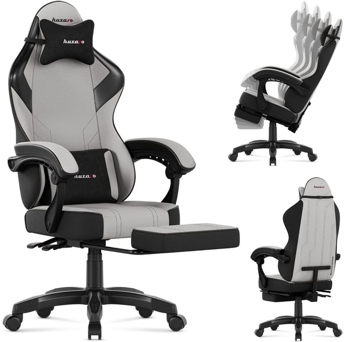 Huzaro Force 3.7 Ergonomische Gamestoel met Voetsteun - Comfortabele Bureaustoel - Grey