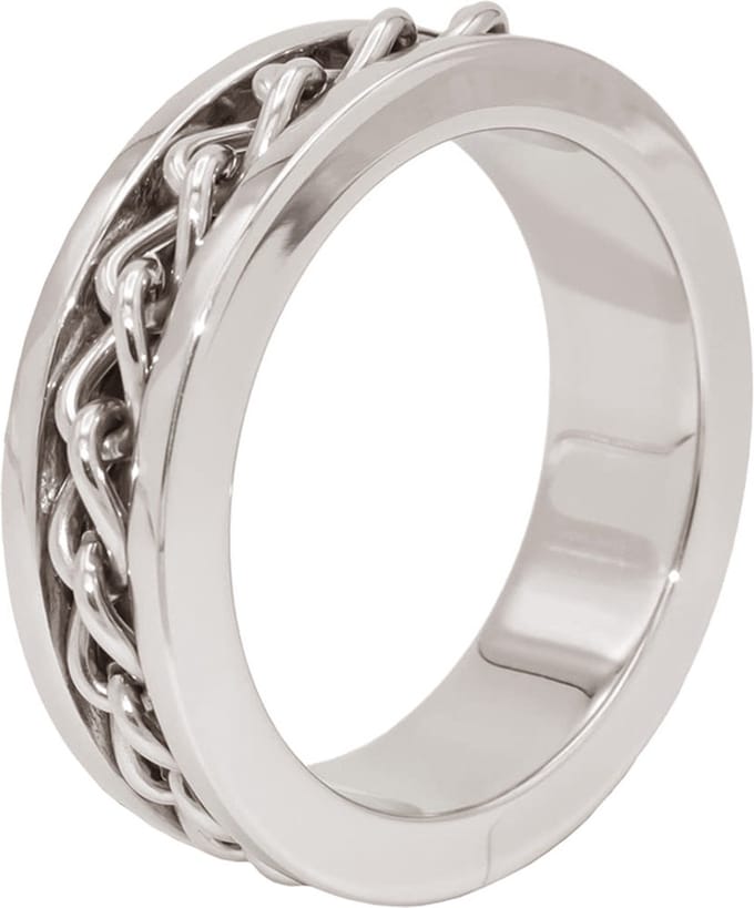 Cockring met ketting detail RVS Ø 40 mm