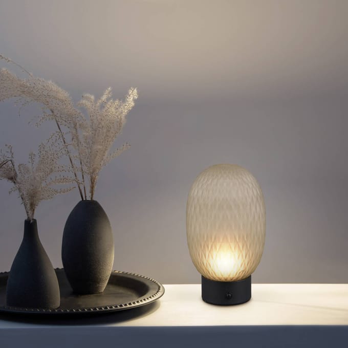 Trio Lighting LED tafellamp Facette, groen, USB, glas,