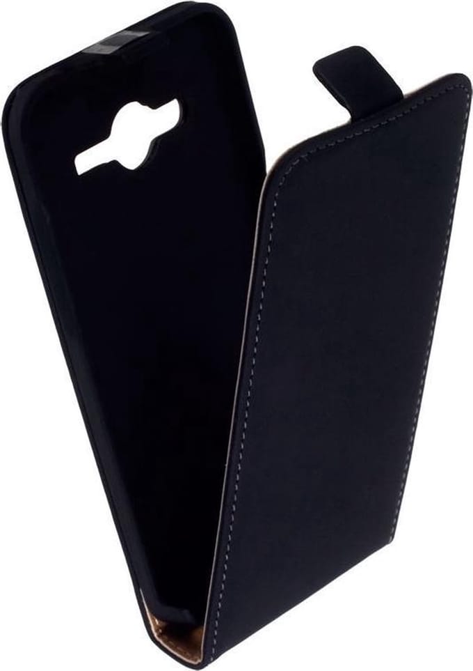 LELYCASE Lederen Samsung Galaxy Core 2 Flip Case Cover Hoesje Zwart