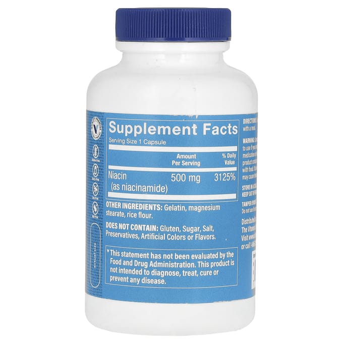The Vitamin Shoppe, Niacinamide, 500 mg, 100 gélules