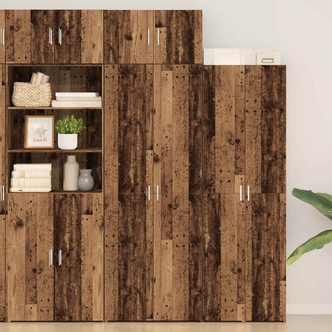 vidaXL - Opbergkast - 2 - st - Oudhout - 70 - x - 42,5 - x - 185 - cm
