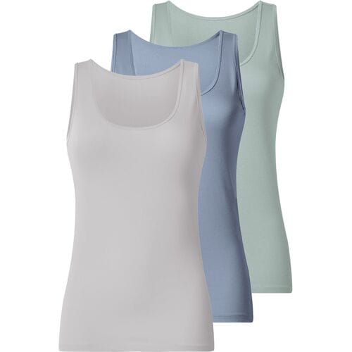 ESMARA Set van 3 dames hemden (groen/blauw/wit, XS (32/34))