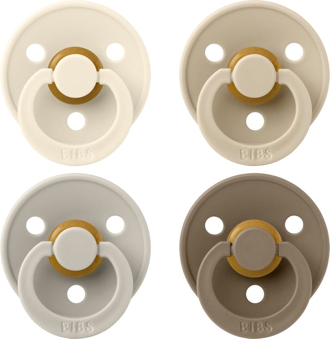 BIBS – Fopspenen - Colour – 4 Pack – Rond - Ivory/Sand/Vanilla/Dark Oak – Maat 2