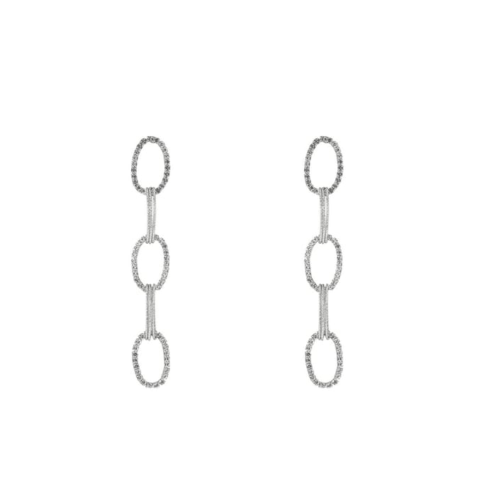 Day&Eve by Go Dutch Label Oorknoppen Ovaal Link Witte Stenen Zilver