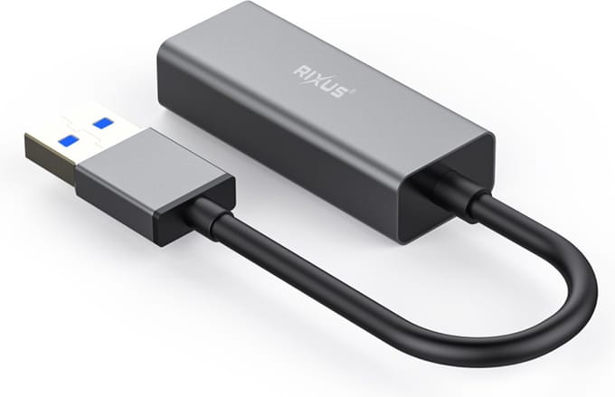Rixus - USB 3.0 Gigabit Netwerkkaart naar RJ45 Connector - Grijs